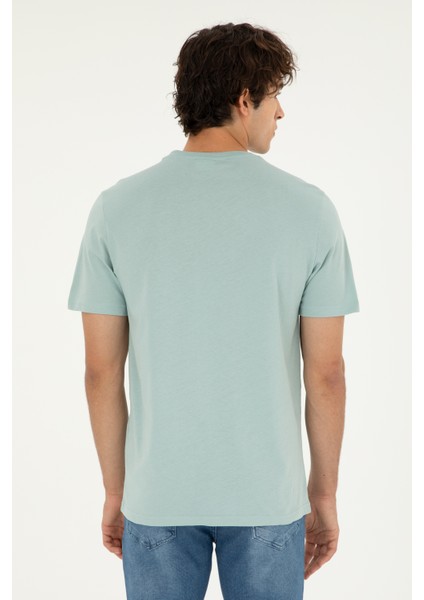 U.S. Polo Assn. 50294224-Vr048 Erkek Su Yeşili Basic T-Shirt