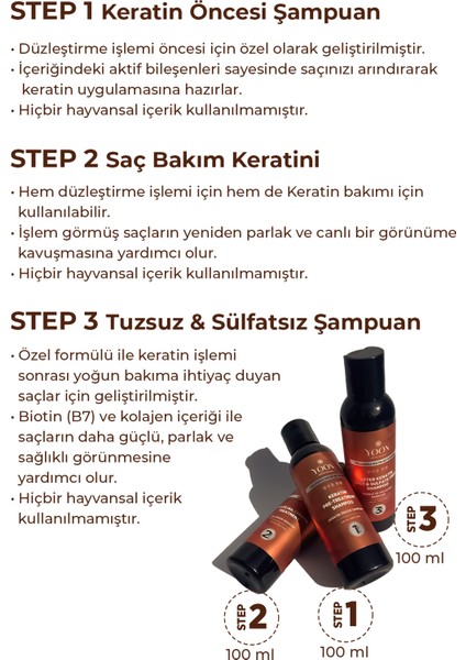 3'lü Uzun Süren Düzleştirici & Saç Botoxu Kiti, Tuzsuz Şampuan 250ML Saç Spreyi 250ML Saç Bakım Seti