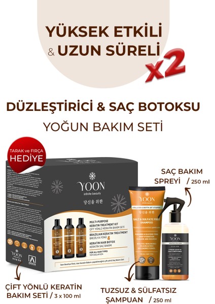 3'lü Uzun Süren Düzleştirici & Saç Botoxu Kiti, Tuzsuz Şampuan 250ML Saç Spreyi 250ML Saç Bakım Seti