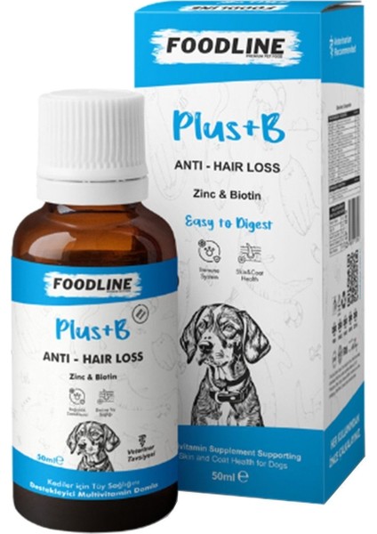 Köpekler Için Plus +B Damla 50 ml | Tüy Sağlığını Destekleyici Biotinli Multivitamin