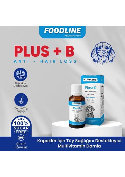 Köpekler Için Plus +B Damla 50 ml | Tüy Sağlığını Destekleyici Biotinli Multivitamin