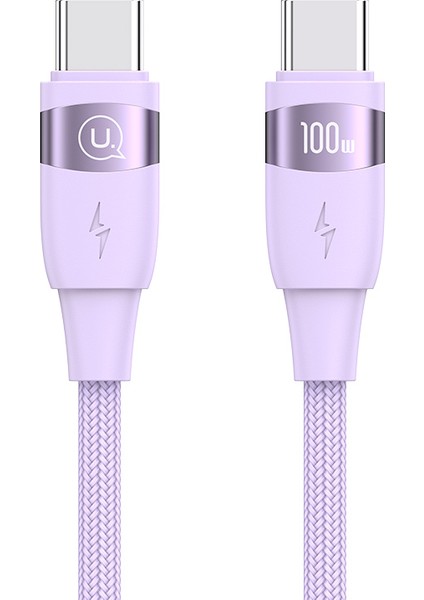 US-SJ633 U85 iPhone 15 Serisi Için 2m Tip-C - Tip-C Örgülü Kablo Pd 100W Hızlı Şarj 480MBPS Veri Iletim Kablosu - Mor (Yurt Dışından)