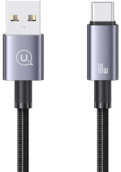 US-SJ663 Sufeng Serisi 1,2 M Usb-A&#39;dan Tip-C&#39;ye 3A Hızlı Şarj Alüminyum Alaşımlı Veri Kablosu - Kararmış (Yurt Dışından)