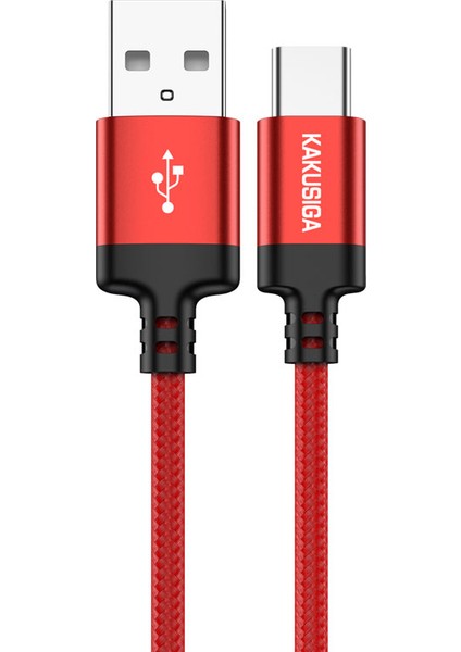 Kakusıga KSC-652 Youxiang Serisi 1m Usb-A&#39;dan Type-C&#39;ye Örgülü Veri Kablosu Akıllı Şarj Kablosu - Kırmızı (Yurt Dışından)