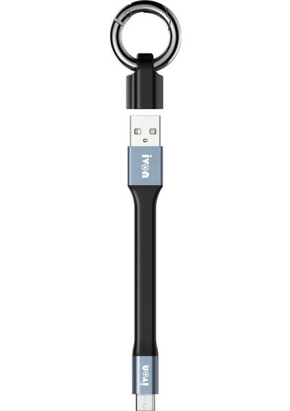 iPhone 15 Serisi Için Ivon CA90 14.5cm Veri Kablosu 3.1A Usb&#39;den Type-C&#39;ye Anahtarlıklı Tpe Kablosu - Gri (Yurt Dışından)