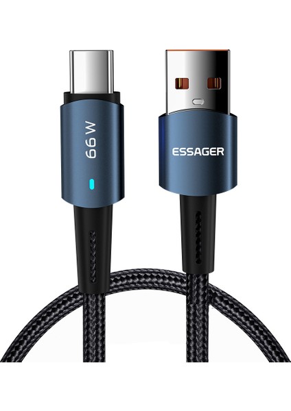 1m Hızlı Şarj Kablosu 6A Örgülü Tasarım Usb&#39;den C Tipi Cep Telefonu Kablosuna 480MBPS Veri Iletim Kablosu - Mavi (Yurt Dışından)