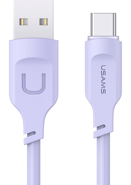 US-SJ568 Lithe Serisi 1,2 M Tip-C - USB 6A LED Göstergeli Hızlı Şarj Veri Aktarım Kablosu - Mor (Yurt Dışından)