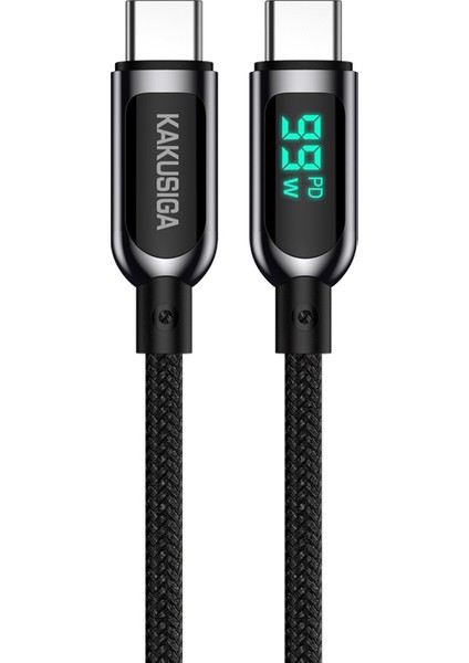 Kakusıga KSC-599 iPhone 15 Serisi Için Kuxian Serisi 1.2m Tip-C&#39;den Tip-C&#39;ye Pd 100W Hızlı Şarj Örgülü Kablo Dijital Ekran Kablosu - Siyah (Yurt Dışından)