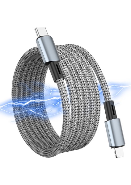 1.5m Manyetik Depolama Şarj Veri Kablosu Pd 27W Type-C - 8 Pin Hızlı Şarj Veri Kablosu Kablosu (Yurt Dışından)