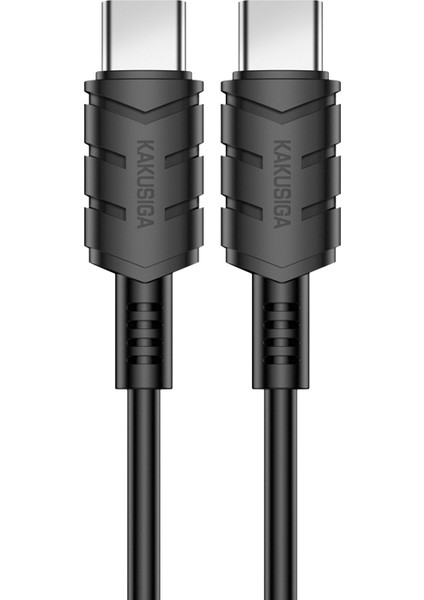 Kakusıga KSC-710 Kuge Serisi iPhone 15 Serisi Için 2m Pd 60W Telefon Şarj Kablosu Tip-C - Tip-C Pvc Veri Kablosu - Siyah (Yurt Dışından)
