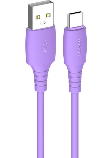Kakusıga KSC-392 1m Kaman Serisi Sıvı Silikon 3.2A Hızlı Şarj Kablosu Usb-A - Type-C Veri Kablosu - Mor (Yurt Dışından)