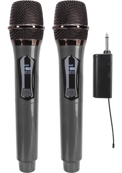 2 Adet Kablosuz Karaoke Mikrofonu 6.35MM Amfi Hoparlör Için ve Sahne Performansı Aktiviteler Için Tak ve Çalıştır Kablosuz Mikrofon Dış Mekan Kullanıma Uygun WN04 Gri Renk