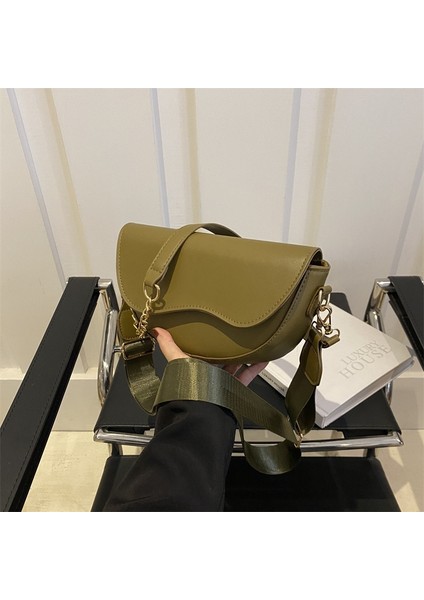 Batı Crossbody Çanta Kadın Niş Tasarımı 2024 Yeni Geniş Omuz Askılı Omuz Çantası Modaya Uygun ve Çok Yönlü Yarı Dairesel Eyer Çantası (Yurt Dışından)