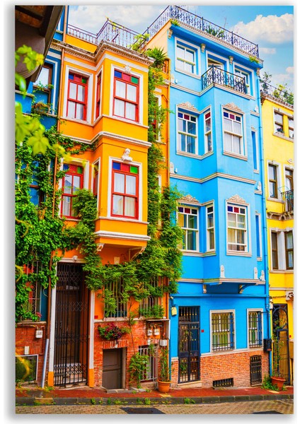 Istanbul Balat Renkli Evler Tablosu - OTMN123