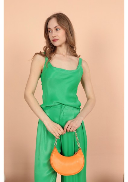 Saten Kumaş Degaje Yaka Kadın Bluz Yeşil fiyatları