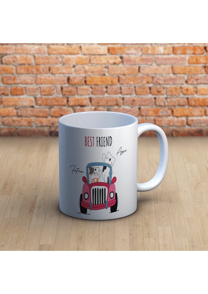 Best Friend Mottolu Kişiye Özel Kupa Bardak