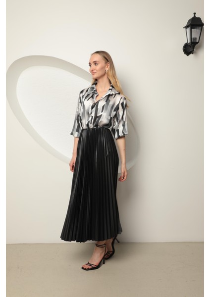 Örme Kumaş Kadın Piliseli Etek Siyah modelleri