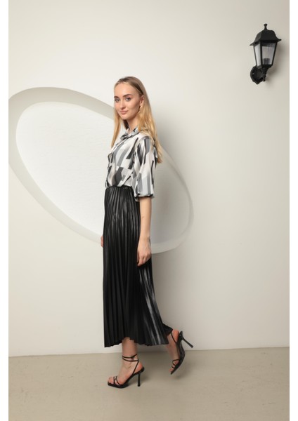 Örme Kumaş Kadın Piliseli Etek Siyah fırsatları