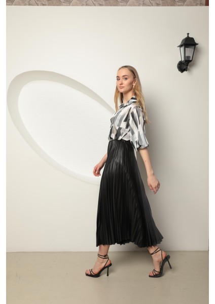 Örme Kumaş Kadın Piliseli Etek Siyah indirimleri