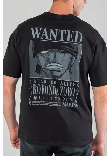 Anime One Piece Zoro Wanted Ön Arka Baskılı T-Shirt fiyatları