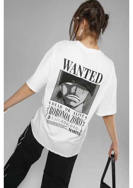 Anime One Piece Zoro Wanted Ön Arka Baskılı T-Shirt indirimleri