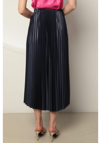 Örme Kumaş Kadın Piliseli Etek Lacivert indirimleri