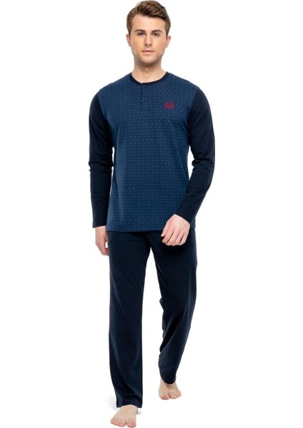 3902 Erkek Patlı Uzun Kollu Pijama Takımı