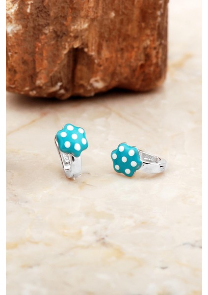 Mineli Rodyumlu Gümüş Çiçek Çocuk Küpesi 7087