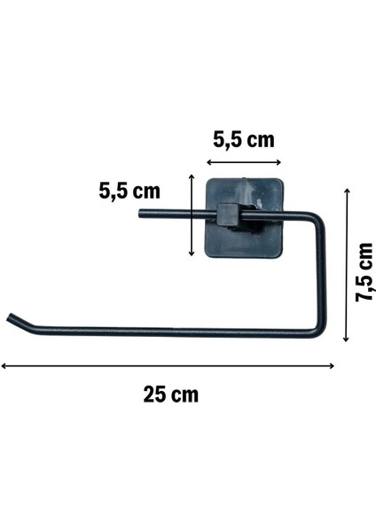 Kendiliğinden Yapışkanlı Siyah Paslanmaz Metal Rulo Havluluk Aparat (4434)