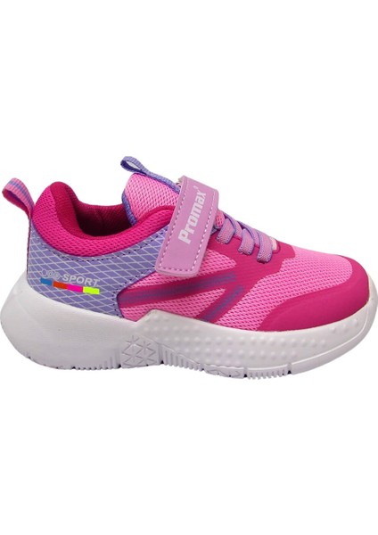 PRMX1756 Pembe Unısex Çocuk Cırtlı Fileli Spor Ayakkabı