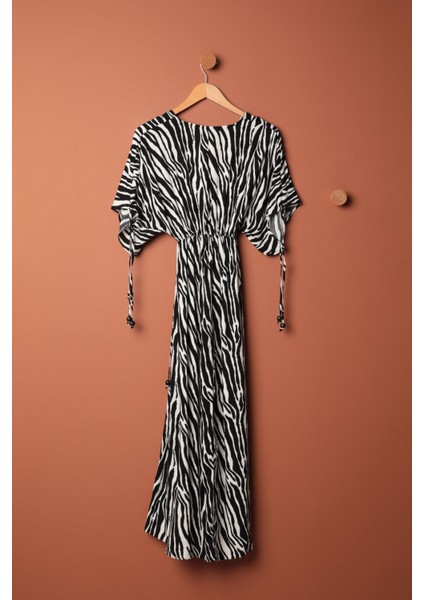 Viskon Kumaş Zebra Desen Kadın Elbise Siyah fiyatları