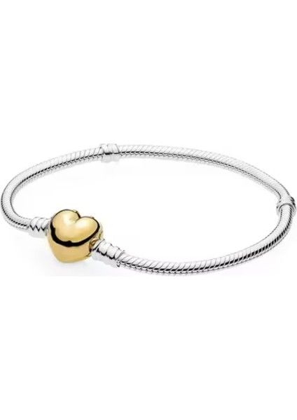 Moments Gold Renk Kalp Klipsli Bileklik