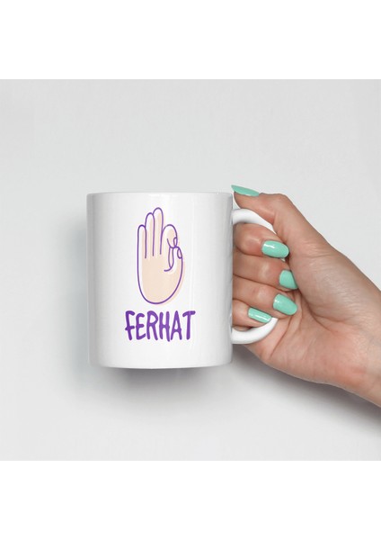 Işaret Dili F Harfi Kupa Bardak