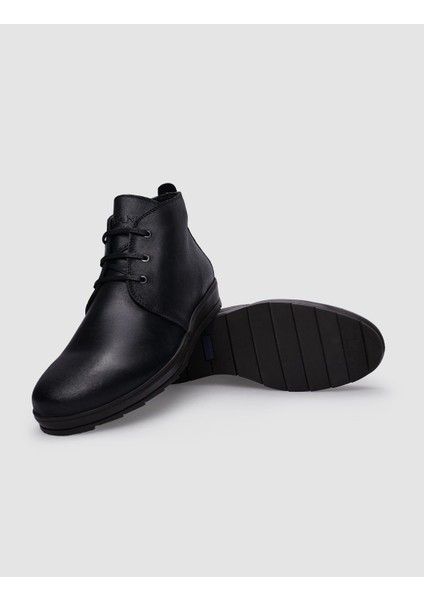 Hakiki Deri Siyah Eskitilmiş Görünümlü Bağcıklı Erkek Bot indirimleri