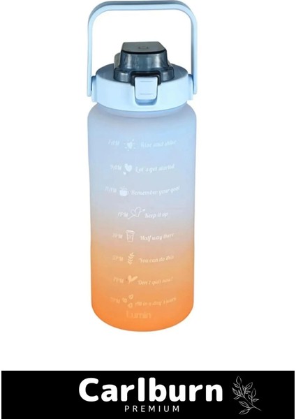 Premium Çift Renk Ölçü Baskılı Sızdırmaz Akmaz Motivasyon Matara Suluk Sağlıklı Plastik 2 Lt Su Şişe fiyatları