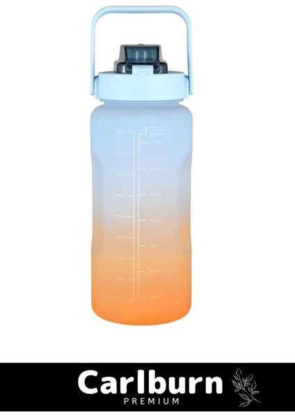 Premium Çift Renk Ölçü Baskılı Sızdırmaz Akmaz Motivasyon Matara Suluk Sağlıklı Plastik 2 Lt Su Şişe fırsatları