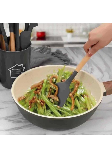 Silikon Servis Spatulası Ahşap Sap (Asp-12)