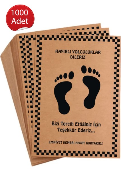 Kraft Araç Araba Oto Paspas Kağıdı Baskılı 1000 Adet 35X50 cm