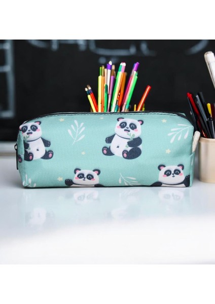 Yeşil Panda Desenli Tatlı Kalemlik Okul Kalemliği modelleri