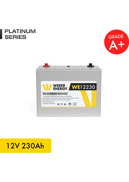 WERER ENERGY 12V 230Ah LiFePO4 Platinum Series Bluetooth'lu Lityum Demir Fosfat Akü