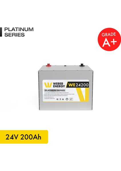 24V 200Ah LiFePO4 Platinum Series Bluetooth'lu Lityum Demir Fosfat Akü