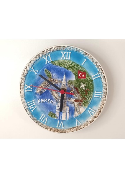 Saat Tabak Duvar Süsü Masa Saati Dekor Seramik