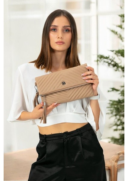 Uzun Askılı Kadın Clutch Portföy Çantası