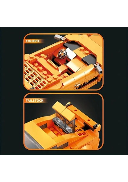 Technic Spor Araba Sarı Ferrari 3D LEGO Buıldıng Blocks 318 Parça 14+ Yaş Puzzle Araba Hediye