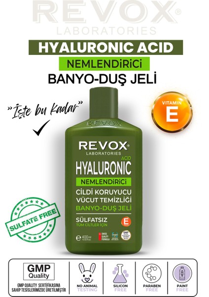 Hyaluronic Acid Cildi Nemlendirici Duş Jeli Sülfatsız Banyo ve Duş Jeli 400 ml