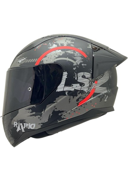 Rapıd 2 Cırcle Mat Siyah-Kırmızı Kask Siyah Cam+Spoiler