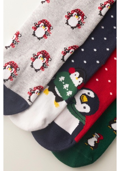 Çocuk 4 Lü Paket Sevimli Penguen Soket Çorap Çok Renkli fiyatları