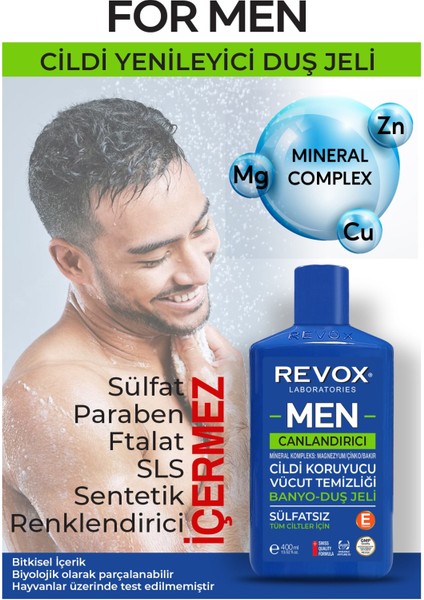 Erkeklere Özel Multi Mineral Kompleks Banyo ve Duş Jeli Sülfatsız 400 ml