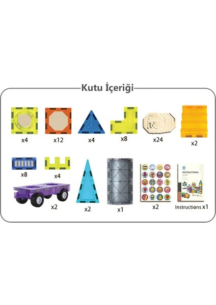 Learning Fun Magic Magnetic Blocks 71 Parça Manyetik Oyuncak Bloklar Seti Stickerlar ile