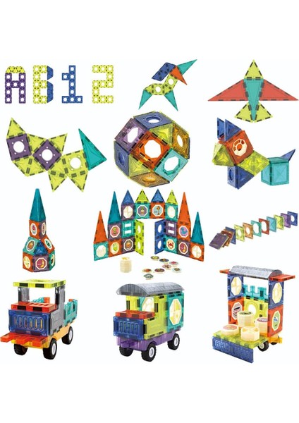 Learning Fun Magic Magnetic Blocks 71 Parça Manyetik Oyuncak Bloklar Seti Stickerlar ile